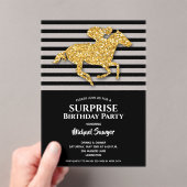 Invitations En Acrylique Cheval d'or Noir Blancs Anniversaire (In situ (ordinateur de poche))