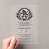 Invitations En Acrylique Cheval Monogramme Élégant Mariage équestre clair (In situ (ordinateur de poche))