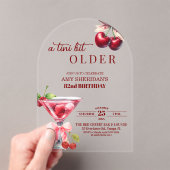 Invitations En Acrylique Chic A Tini Bit Older Cherry Martini 82nd Birthday (In situ (ordinateur de poche))