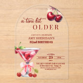 Invitations En Acrylique Chic A Tini Bit Older Cherry Martini 82nd Birthday (Recto)