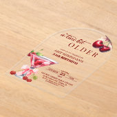 Invitations En Acrylique Chic A Tini Bit Plus Âgé Cherry Martini 54e Annive (Poser)