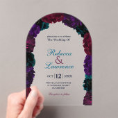 Invitations En Acrylique Chic bijou tons floral bordeaux marine arche maria (In situ (ordinateur de poche))