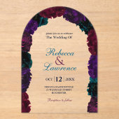 Invitations En Acrylique Chic bijou tons floral bordeaux marine arche maria (Recto)