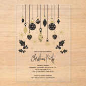 Invitations En Acrylique Chic Black and Gold Christmas Ornaments  (Recto)