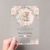 Invitations En Acrylique Chic Blush Floral High Tea Party Fête des mariées (In situ (ordinateur de poche))
