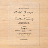 Invitations En Acrylique Chic Bohème manuscrit Mariage de script (Recto)