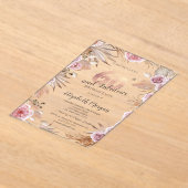 Invitations En Acrylique Chic Boho Flowers Rose Gold 60e anniversaire (Poser)