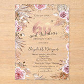 Invitations En Acrylique Chic Boho Flowers Rose Gold 60e anniversaire (Recto)