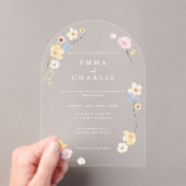 Invitations En Acrylique Chic Boho Pastel Fleurs sauvages Printemps Mariage (In situ (ordinateur de poche))