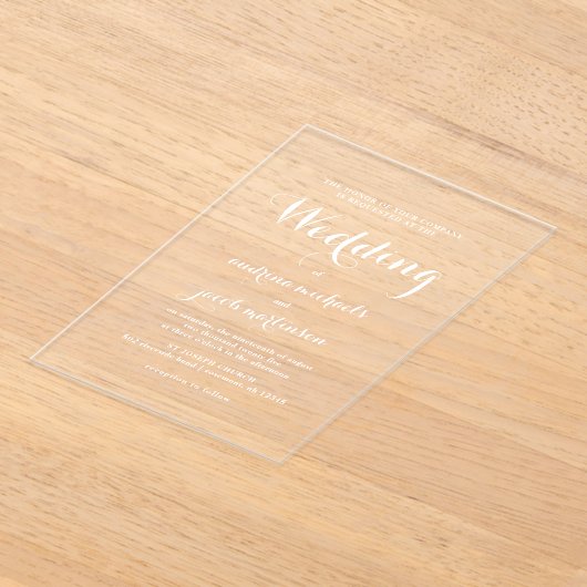 Invitations En Acrylique Chic Calligraphie Script Mariage classique (Poser)