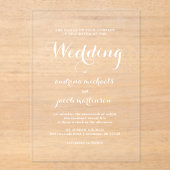 Invitations En Acrylique Chic Calligraphie Script Mariage classique (Recto)
