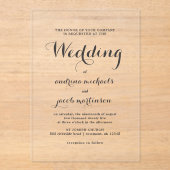 Invitations En Acrylique Chic Calligraphie Script Mariage classique (Recto)