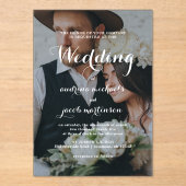 Invitations En Acrylique Chic Calligraphie Script Mariage photo classique (Recto)