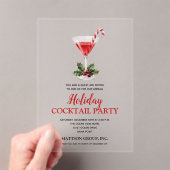 Invitations En Acrylique Chic Candy Cane Martini Holiday Cocktail Party (In situ (ordinateur de poche))