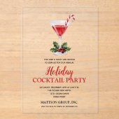 Invitations En Acrylique Chic Candy Cane Martini Holiday Cocktail Party (Recto)