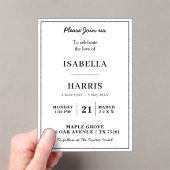 Invitations En Acrylique Chic Elegant Memorial Service Design (In situ (ordinateur de poche))