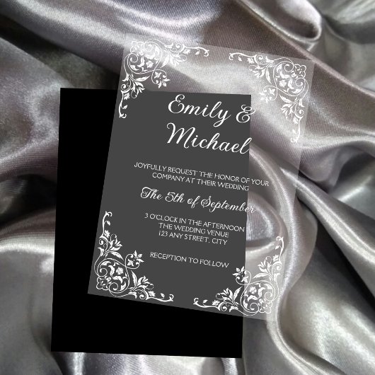 Invitations En Acrylique Chic Elegant Typographie Floral Mariage