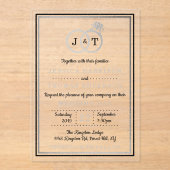 Invitations En Acrylique Chic Faux Argent Huile Monogramme Mariage Cercles (Recto)