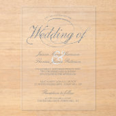 Invitations En Acrylique Chic Faux Mariage de script d'huile d'argent (Recto)
