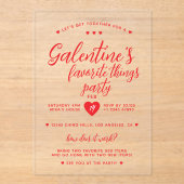 Invitations En Acrylique Chic Galentine's Favorite Things Party (Recto)