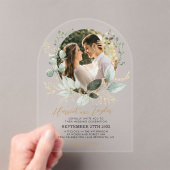 Invitations En Acrylique Chic Gold Greenery Eucalyptus Photo Wedding Arch (In situ (ordinateur de poche))