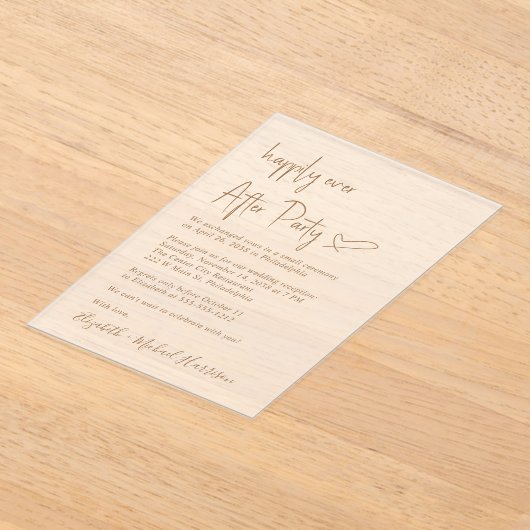 Invitations En Acrylique Chic Gold Script Frosted Mariage Réception (Poser)