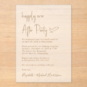 Invitations En Acrylique Chic Gold Script Frosted Mariage Réception (Recto)