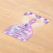 Invitations En Acrylique Chic lavande violette robe florale Quinceanera (Poser)