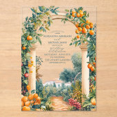 Invitations En Acrylique Chic Lemon Mariage d'été méditerranéen (Recto)