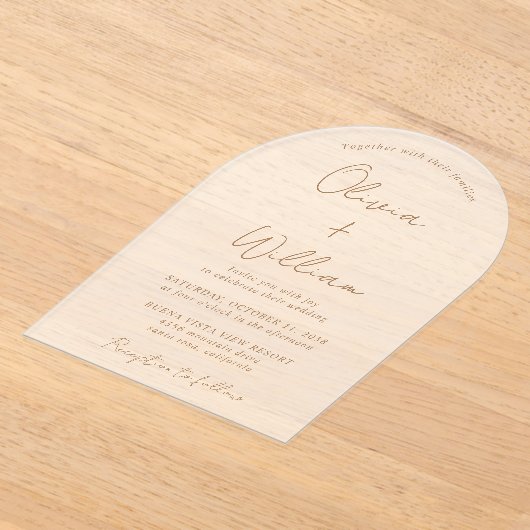 Invitations En Acrylique Chic Mariage Arch Script Gold Frosted (Poser)