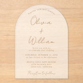 Invitations En Acrylique Chic Mariage Arch Script Gold Frosted (Recto)