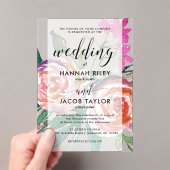 Invitations En Acrylique Chic Mariage floral aquarelle (In situ (ordinateur de poche))