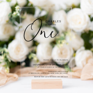 Invitations En Acrylique Chic minimaliste 1er anniversaire