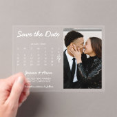 Invitations En Acrylique Chic Modern Calendar Photo Save The Date  (In situ (ordinateur de poche))