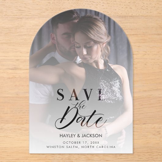 Invitations En Acrylique Chic Modern Transparency Wedding Photo Script (Recto)