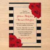Invitations En Acrylique Chic Moderne Luxe Mariage Collection - Roses rouge (Recto)