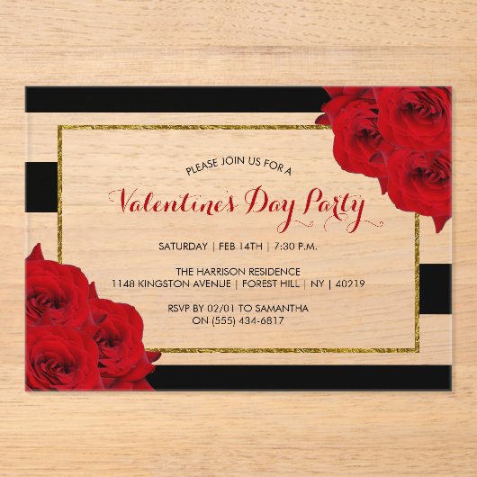 Invitations En Acrylique Chic Moderne Luxe Saint Valentin (Recto)