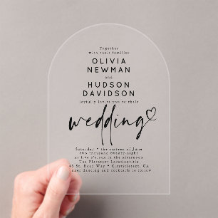 Invitations En Acrylique Chic moderne minimaliste Mariage de typographie ca