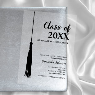 Invitations En Acrylique Chic Moderne Noir Tassel de Diplômé 2026 Remise de