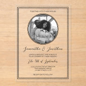 Invitations En Acrylique Chic Photo Classic Calligraphie Script Mariage (Recto)