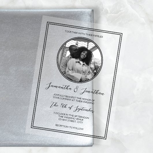 Invitations En Acrylique Chic Photo Classic Calligraphie Script Mariage
