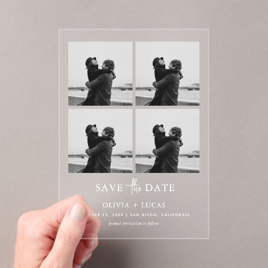Invitations En Acrylique Chic Photo Collage Wedding Save The Date (In situ (ordinateur de poche))