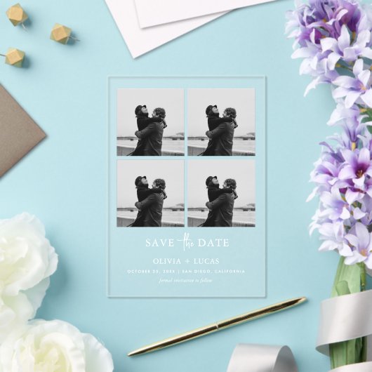 Invitations En Acrylique Chic Photo Collage Wedding Save The Date (Insitu (Mariage))