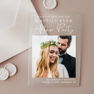Invitations En Acrylique Chic Photo Mariage Réception Enregistrer La Date