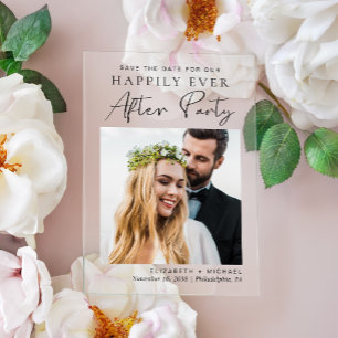 Invitations En Acrylique Chic Photo Mariage Réception Enregistrer La Date