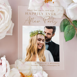 Invitations En Acrylique Chic Photo Or Save The Date Réception de Mariage e