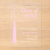 Invitations En Acrylique Chic Rose Feminine 2025 Grad Tassel Grad Grad Grad (Recto)