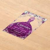 Invitations En Acrylique Chic rose fuchsia robe florale Quinceanera (Poser)