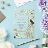 Invitations En Acrylique Chic Sage Green Floral Rose Princesse Quinceañera (Insitu (Mariage))