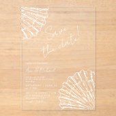 Invitations En Acrylique Chic Scallop Shell Save The Date Elegant Wedding (Recto)